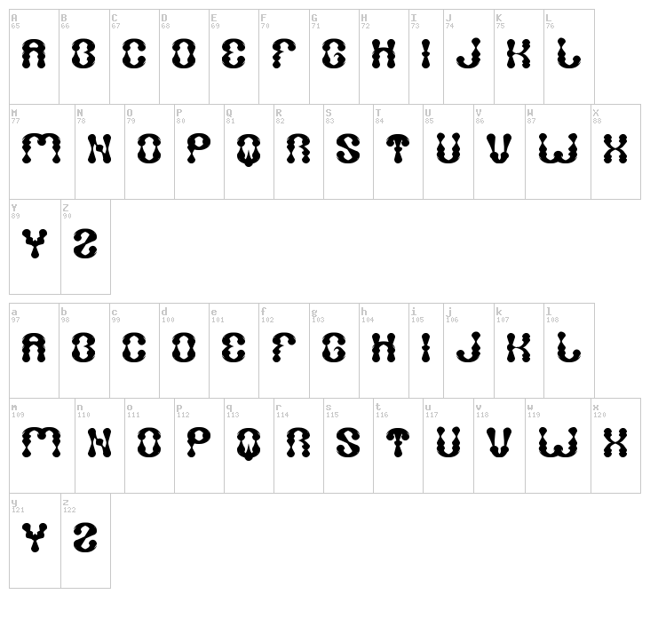 Water Drop font map